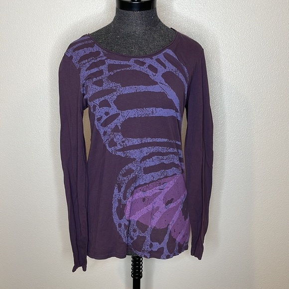 Lucy Purple Cotton Half Butterfly Wing Long Sleeve Top Medium - Picture 1 of 6